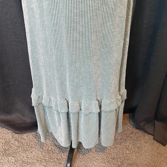 SOLD Chic Green Striped Maxi Dress - Picture 4 of 8